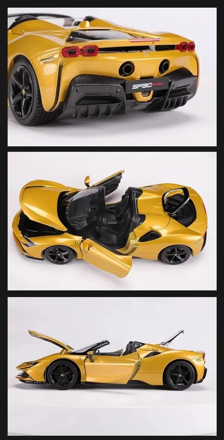 1 18 for Ferrari Sf90 Spider Alloy Miniature Sports Car Ferrari Stradale Christmas Kid Toys Car Motor Vehicles Toys(Yellow)