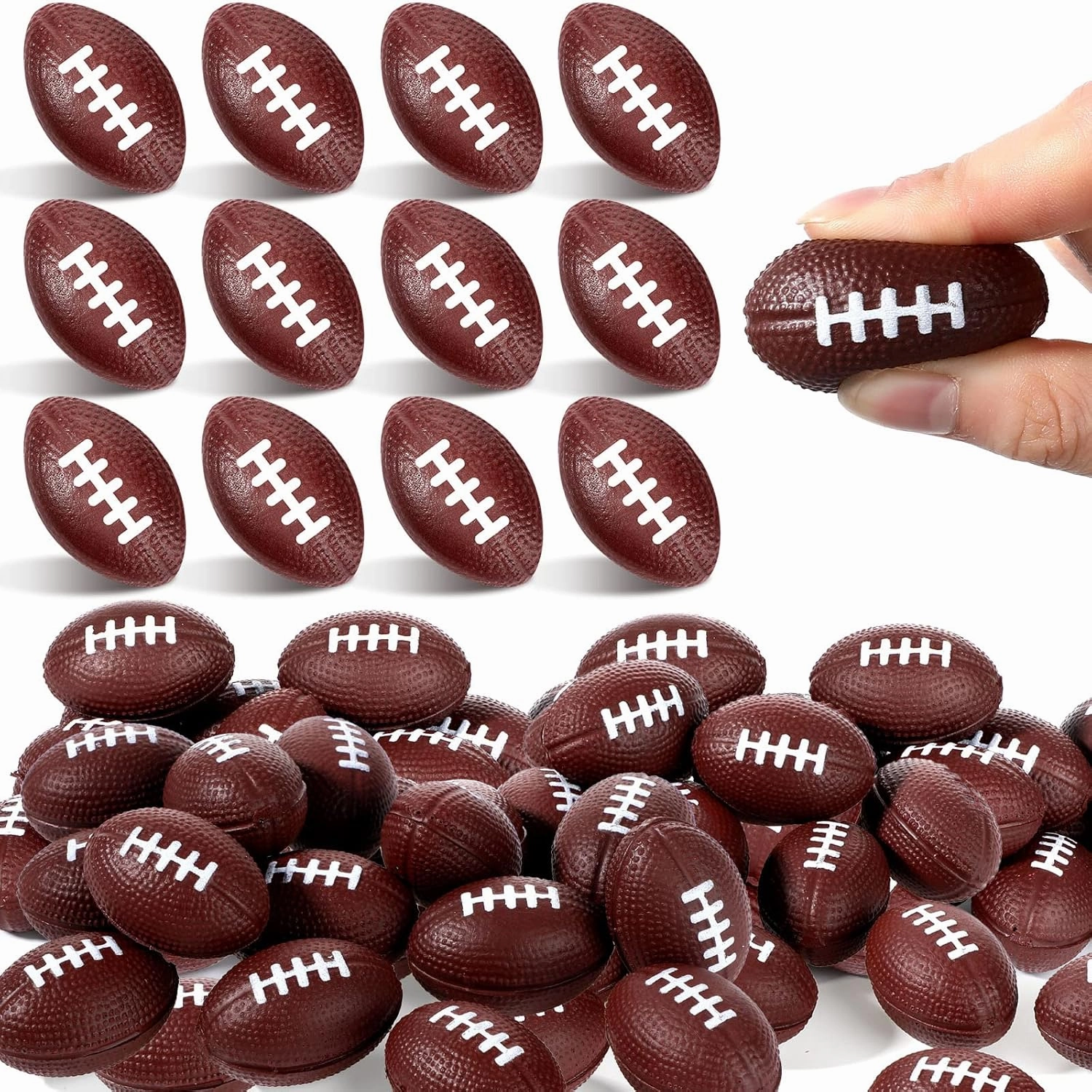100 Pack Mini Foam Footballs Bulk 1.5 Mini Stress Ball Party Favor for Kids Footballs Toy Little Football Party Decoration, Sports Party Favor Reward Bag Gift Fillers School Classroom Prize