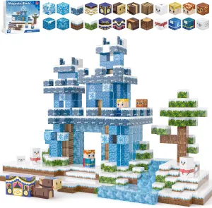 100PCS Magnetic Blocks, Magnetic Building Blocks for Kids Age 4-8, Magnet Blocks Sets for Frozen Princess Castle Build, Magnet Cubes Tiles Toys for Girls Age 3  Years Old Birthday Gift