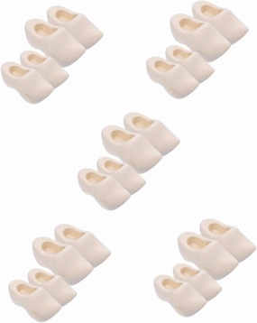 10pairs Miniature Wooden Shoes of Unpainted Blank Klompen for Dollhouse Crafts Home Decor and Party Decorations Included
