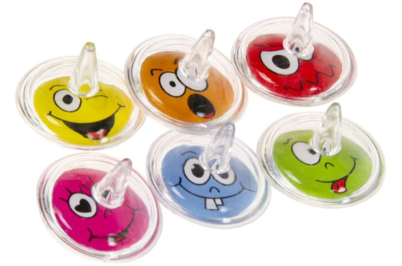 12 Emoji Face Spinning Tops