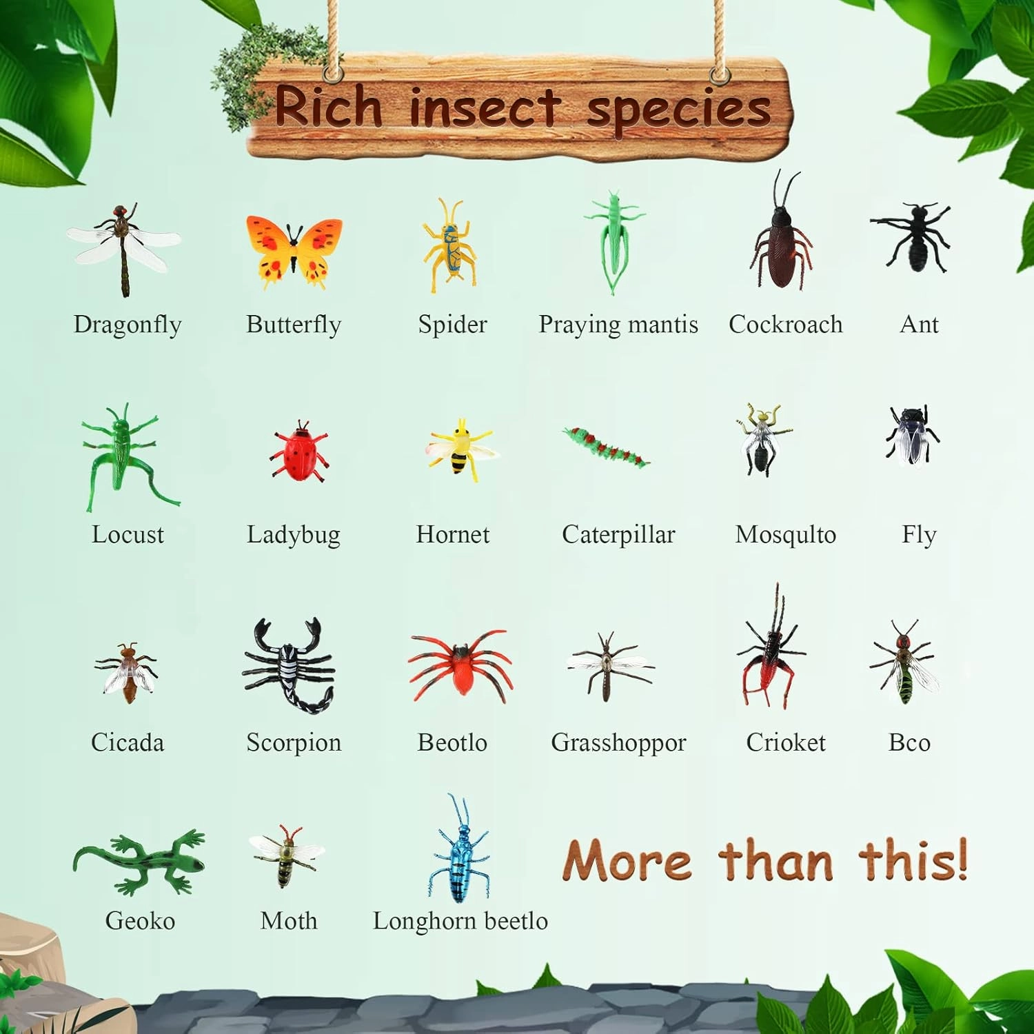 120 Pieces Fake Bugs Assorted Play Plastic Toy Bugs Mini Realistic Insects Figures Randomly Creepy Crawlers With Storage Box For Insect Themed Halloween Party (Vivid Style)