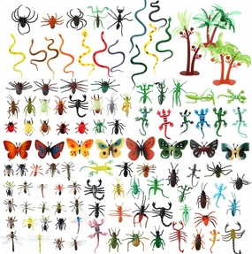 120 Pieces Fake Bugs Assorted Play Plastic Toy Bugs Mini Realistic Insects Figures Randomly Creepy Crawlers With Storage Box For Insect Themed Halloween Party (Vivid Style)