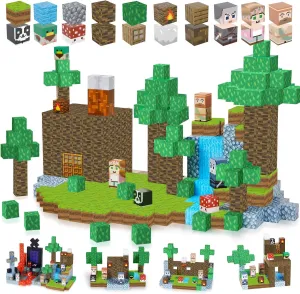 123PCS Magnetic Blocks - Forest Castle Theme Magnetic Blocks Building Toys, Toddler Magnet Toys STEM Building Game Sensory Gift for Kids Ages 3 4 5 6 7 8 9  Boys Girls Birthday Gifts