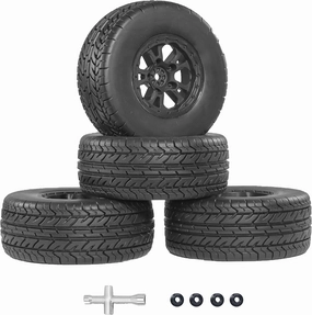 12mm Hex RC Wheels and Tires for Traxxas Slash 2wd 4x4 Wheels and Tires Street RC Tires for Arrma Senton 4x4 Tires and Wheels RC Short Course Truck Tires 1/10 Scale with Foma Inserts Pre-Glued 4PCS