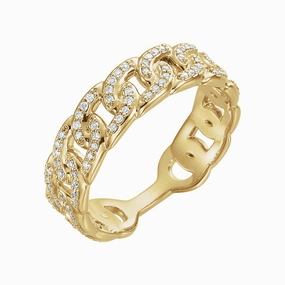 14k Gold Diamond Stackable Chain Link Ring