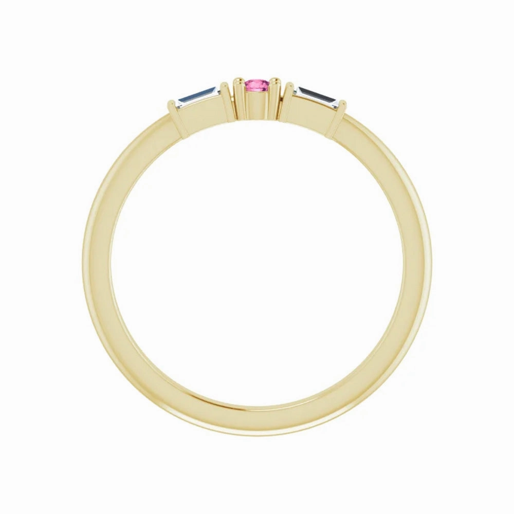 14k Gold Natural Diamond & Tourmaline Stackable Ring