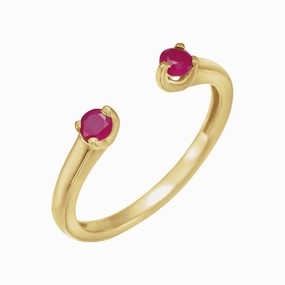 14k Gold Natural Ruby Negative Space Ring