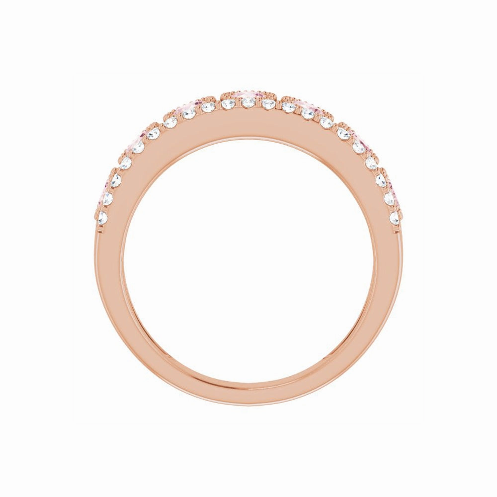14k Gold Pink Morganite & .18 CTW Diamond Ring