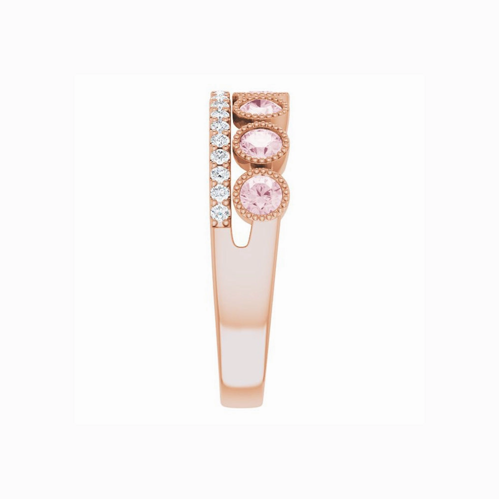 14k Gold Pink Morganite & .18 CTW Diamond Ring