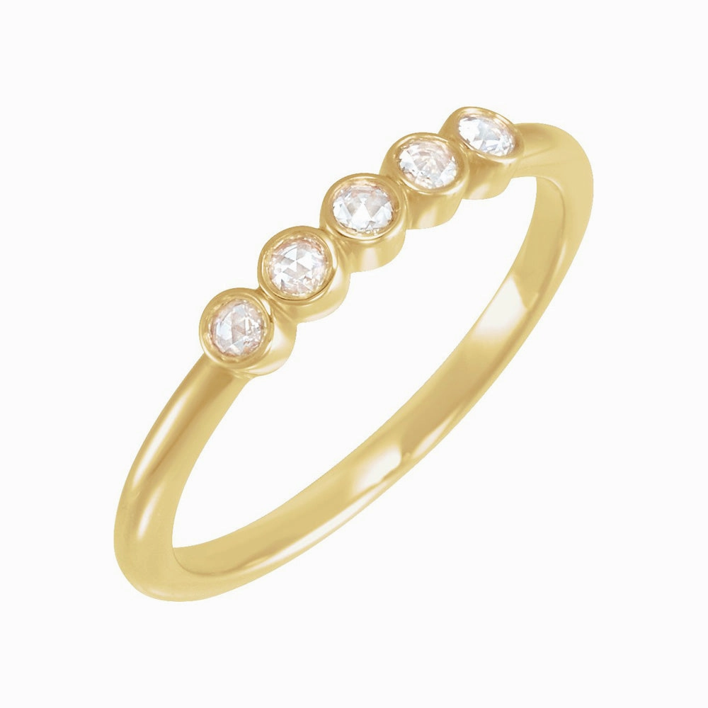 14k Gold Rose-Cut Natural Diamond Stackable Ring