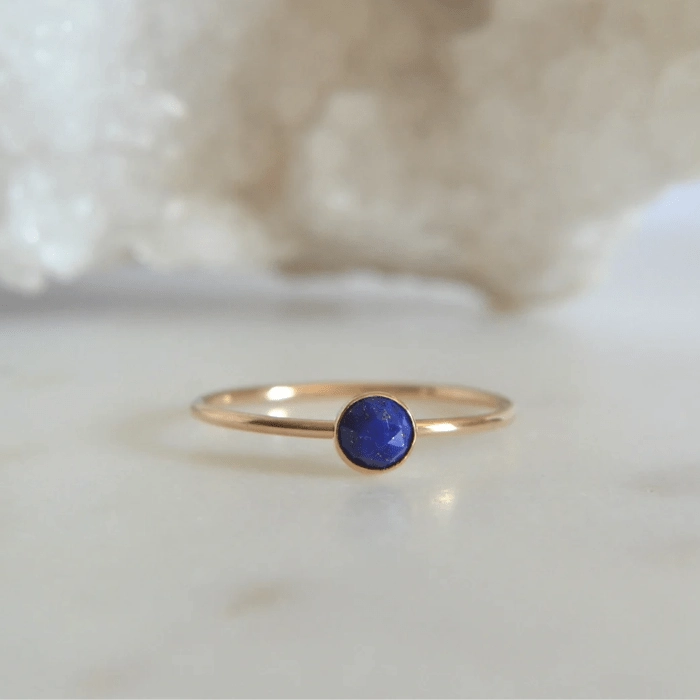 14k Rose Cut Lapis Lazuli Ring