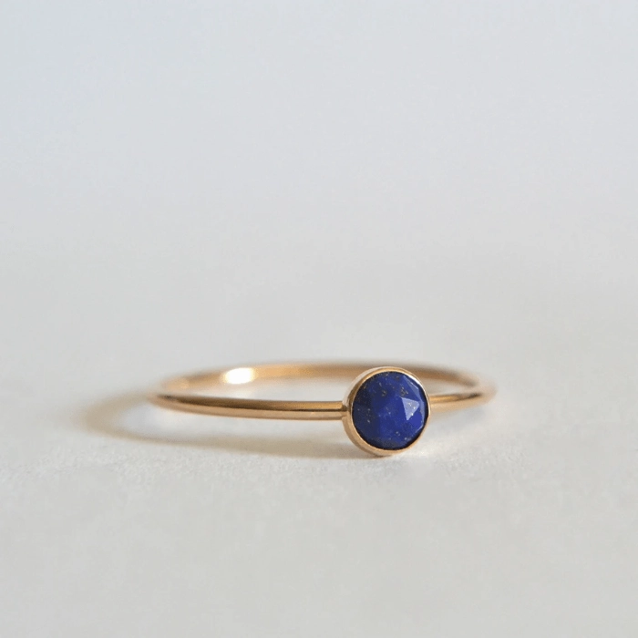 14k Rose Cut Lapis Lazuli Ring