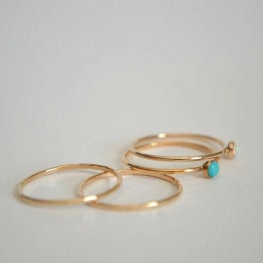 14k Turquoise & Opal Band Set