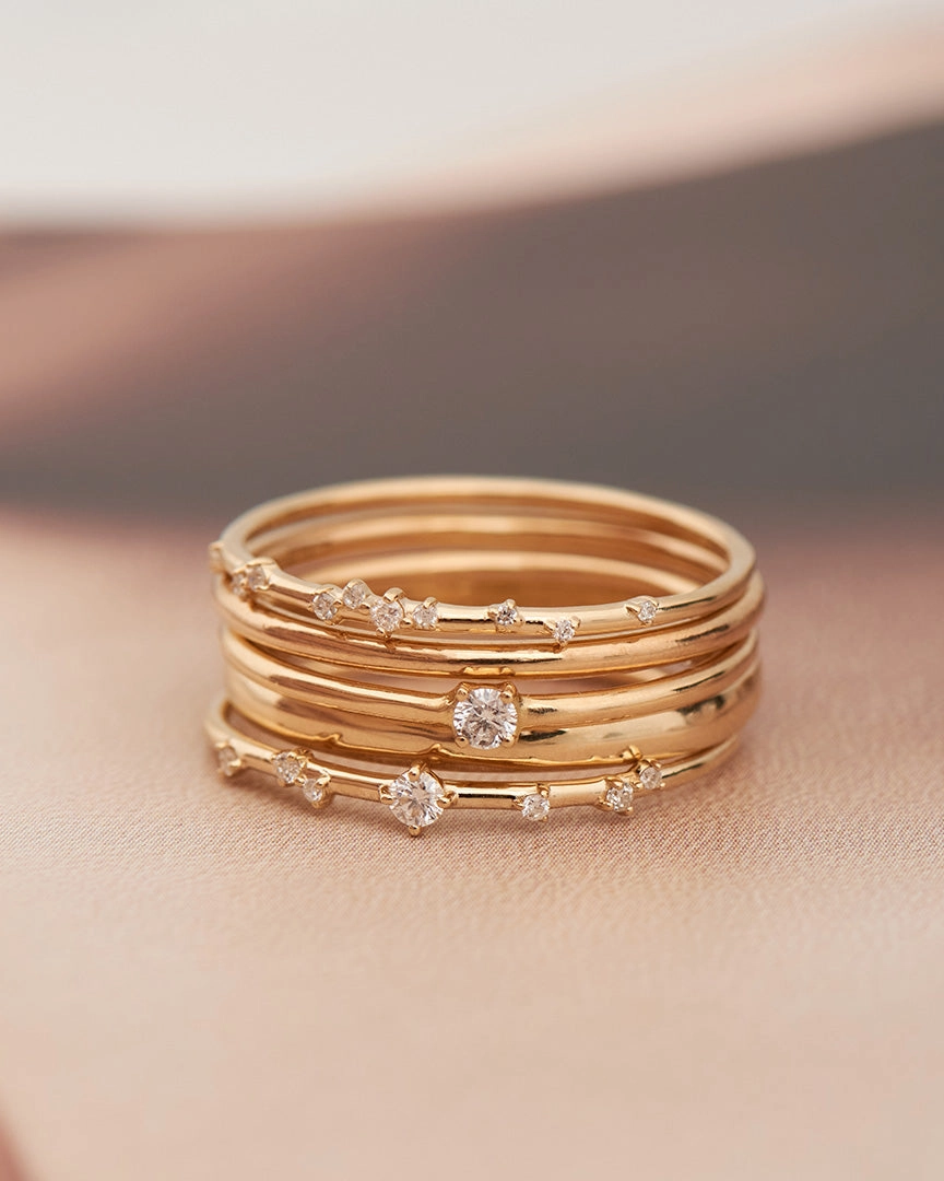 14kt Gold Stargazer Natural Diamond Constellation Ring