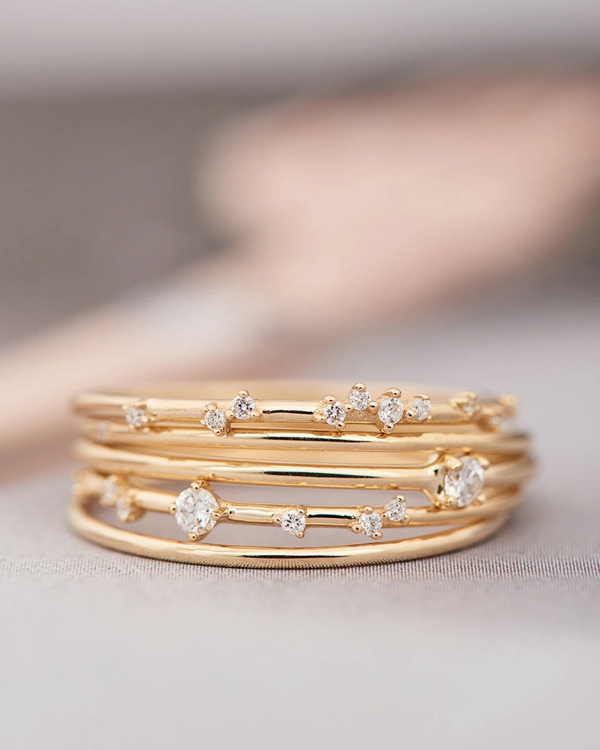 14kt Gold Stargazer Natural Diamond Constellation Ring