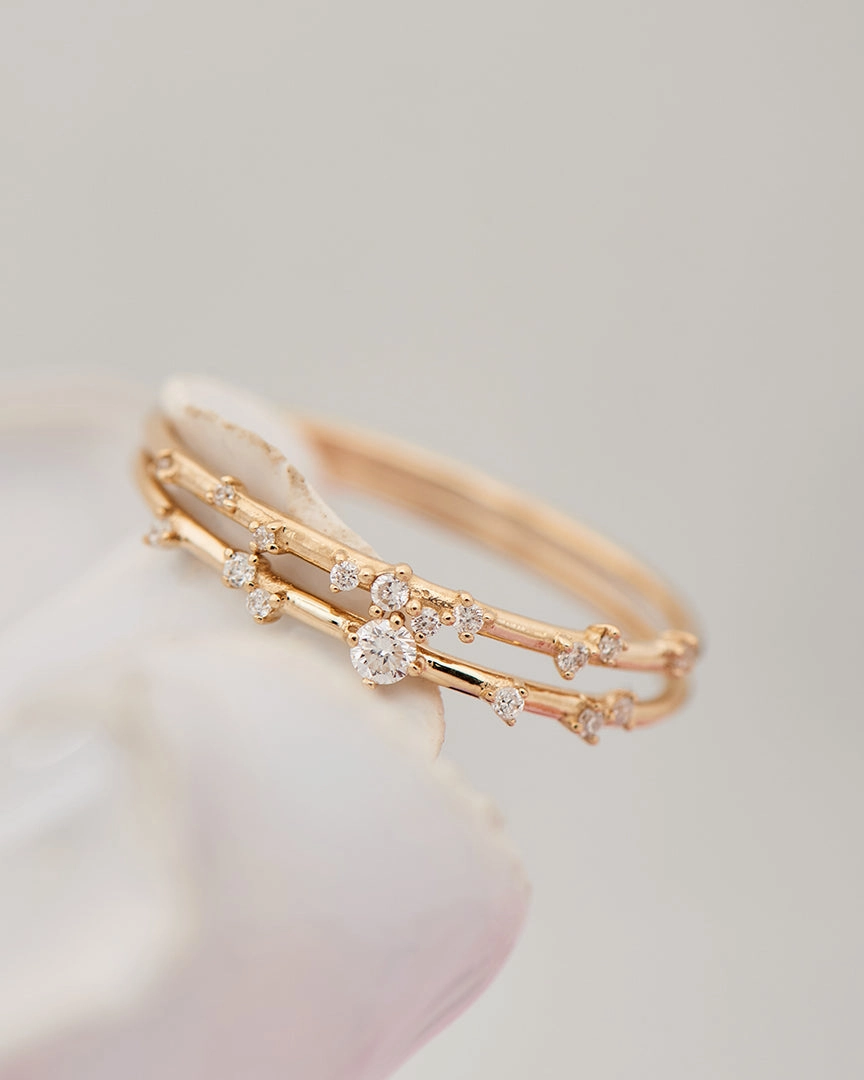 14kt Gold Stargazer Natural Diamond Constellation Ring