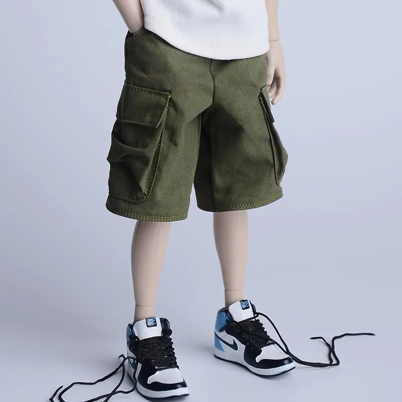 1/6 Workwear mid Pants Solid Color T-Shirt for 12 inch Male Action Figure Phicen TBLeague (Shorts)