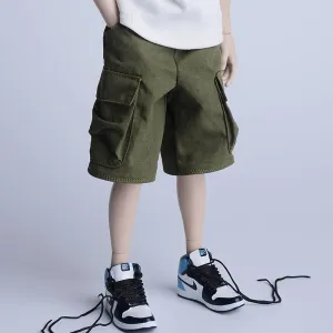 1/6 Workwear mid Pants Solid Color T-Shirt for 12 inch Male Action Figure Phicen TBLeague (Shorts)