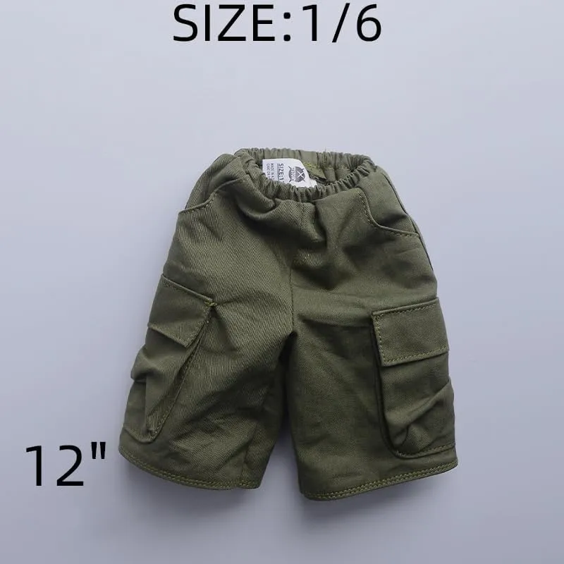 1/6 Workwear mid Pants Solid Color T-Shirt for 12 inch Male Action Figure Phicen TBLeague (Shorts)