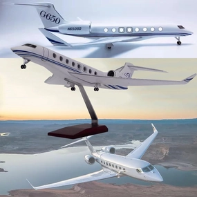 17.7' 1:50 Scale Gulfstream G650 Airplane Model, Diecast Business Jet, ABS Plastic Resin Alloy, LED-Upgraded, Collectibles Gift for Adults & Aviation Enthusiasts