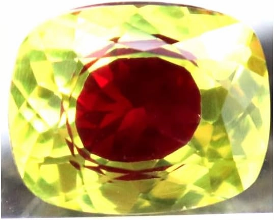 17Ct Natural Yellow & Red Color Pitambari Sapphire Gemstone Cushion Cut Certified Loose Gemstone for Jewellery Making