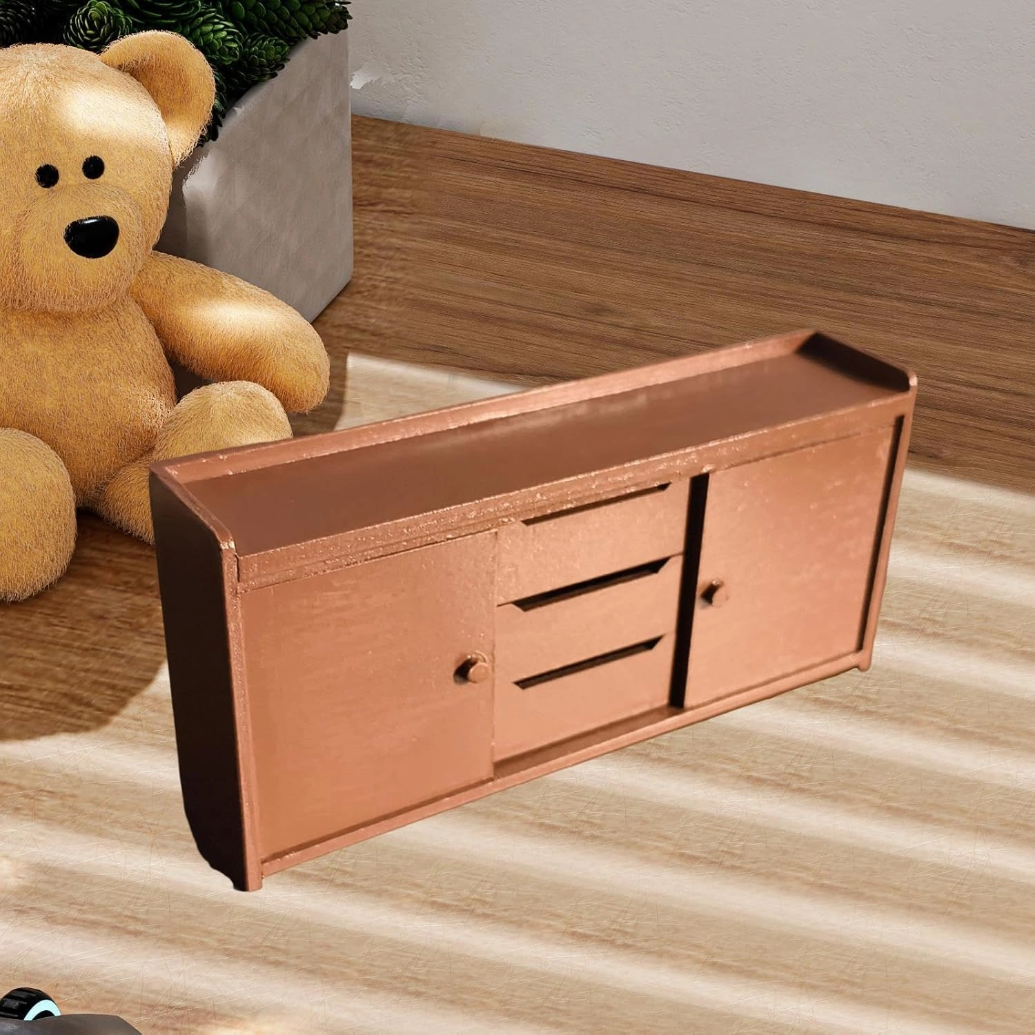 1:12 Dollhouse Wooden Cabinet Display Unit for Miniature Kitchen Setup, Brown