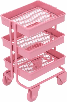 1:12 Miniature Handcart Mini Shopping Cart 3 Layers Storage Display Shelf with Wheels Kitchen Furniture Decoration