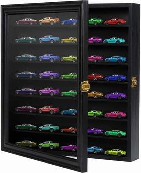 1/64 Scale Model Car Display Case - Wall-Mounted Diecast Display Case Storage Cabinet Shelf for Hot Wheels Car & Mini Toys