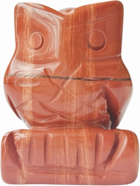 1 Pcs Red Jasper Crystals and Healing Stones, Pocket Carved Owl Figurines Collectibles 1.5 Inches Room Decor Gemstone