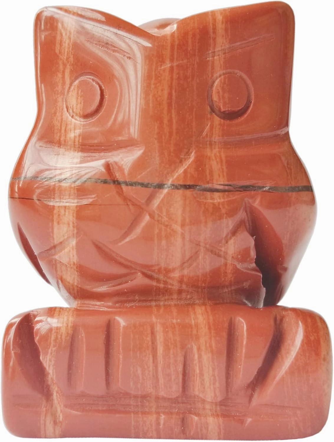 1 Pcs Red Jasper Crystals and Healing Stones, Pocket Carved Owl Figurines Collectibles 1.5 Inches Room Decor Gemstone