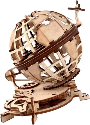 1Set Geographic Globe Wooden Puzzle Beige Tabletop Decor for Adults Educational Globe Adornment Fun Mechanics Learning Present for Explorers