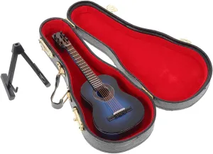 1Set Miniature Wooden Guitar Model Decor Dollhouse Guitar Prop with Stand for Living Ornament Creative Present Idea for Music Lovers
