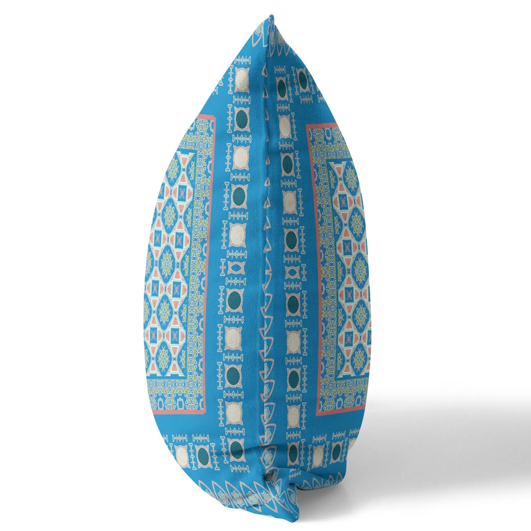 20” Blue Pink Block Indoor Outdoor Zippered Throw Pillow