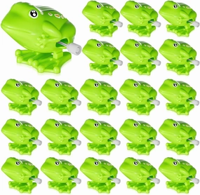 20 Pcs Green Jumping Fun Frog Toys Plastic Cute Clockwork Frog Toy Bulk Toy for Educational Gift