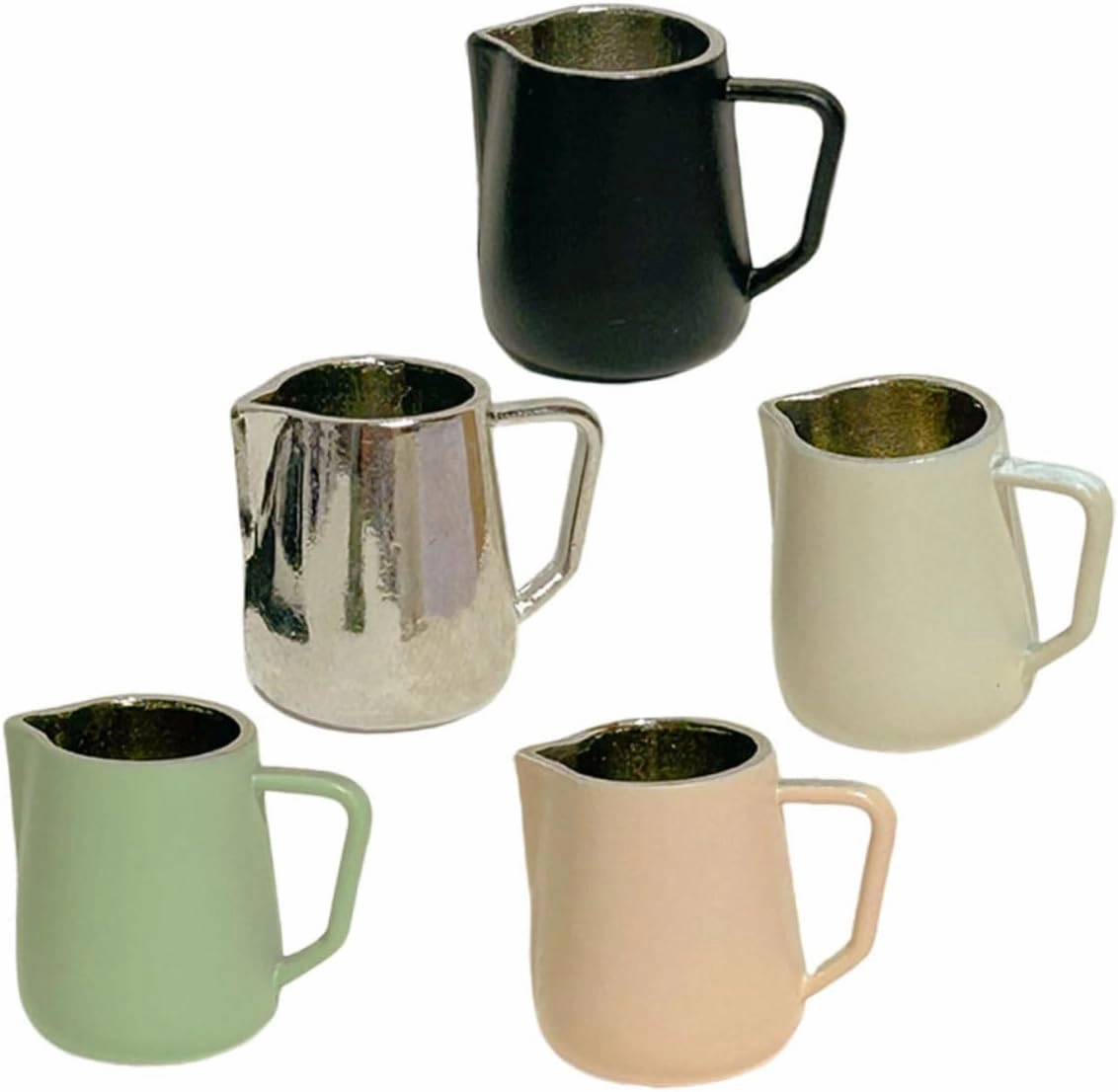 20pcs Mini Coffee Cup Toy Dollhouse Milk Frothing Cups Soft Fresh Mysterious Almond Natural Color Mini House Photo Props Milk Pitchers for Crafting