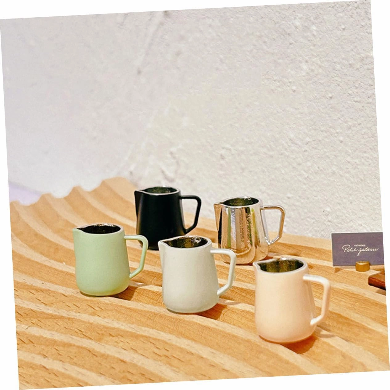 20pcs Mini Coffee Cup Toy Dollhouse Milk Frothing Cups Soft Fresh Mysterious Almond Natural Color Mini House Photo Props Milk Pitchers for Crafting