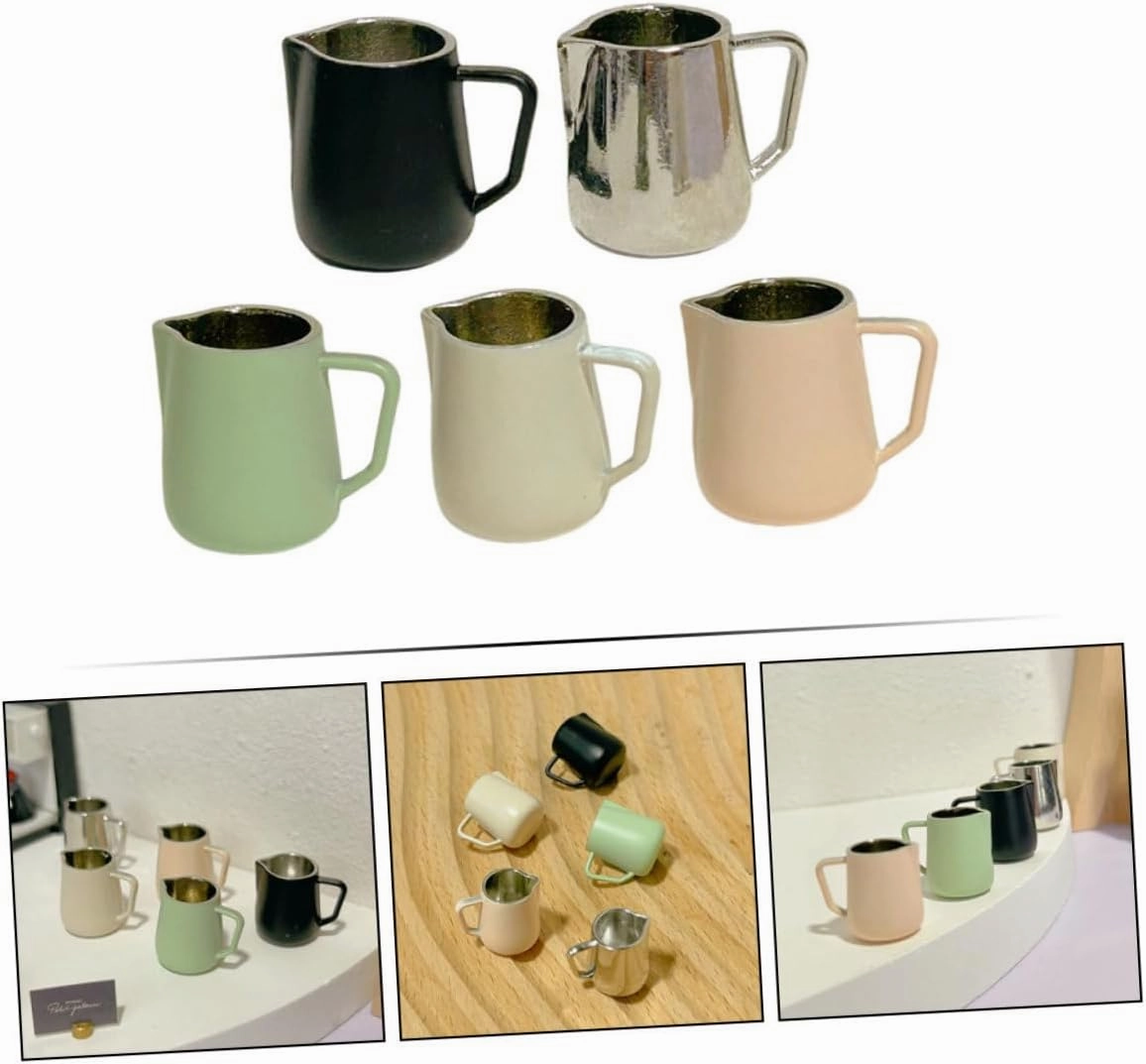 20pcs Mini Coffee Cup Toy Dollhouse Milk Frothing Cups Soft Fresh Mysterious Almond Natural Color Mini House Photo Props Milk Pitchers for Crafting