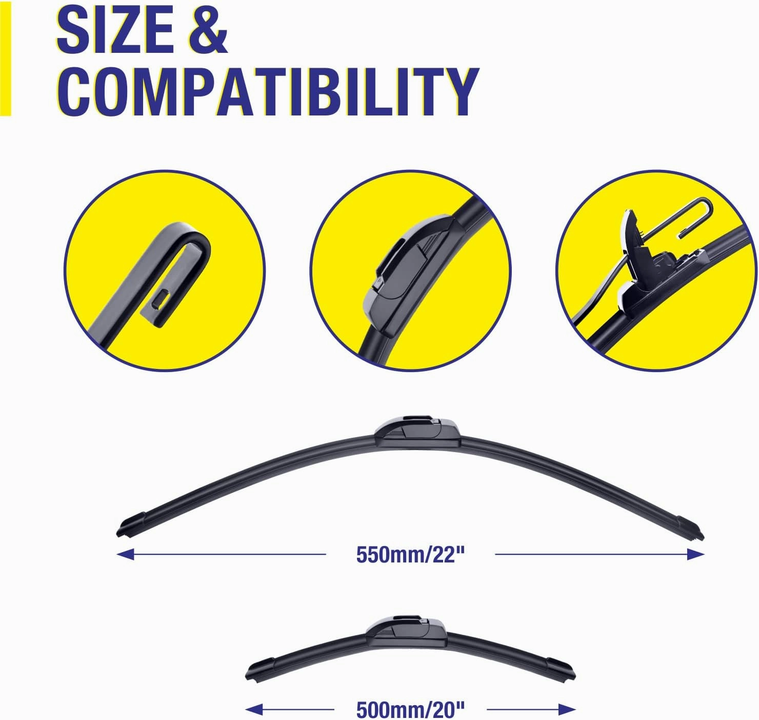 22" 20" Windshield Wiper Blades Replacement For Toyota Tacoma 2020-2016 4Runner 2009-2003 86 2020-2017 /Chevrolet Camaro 2020-2016 Corvette 2019-2014 Malibu 2008-2004 Epica 06-04  More(Set of 2)
