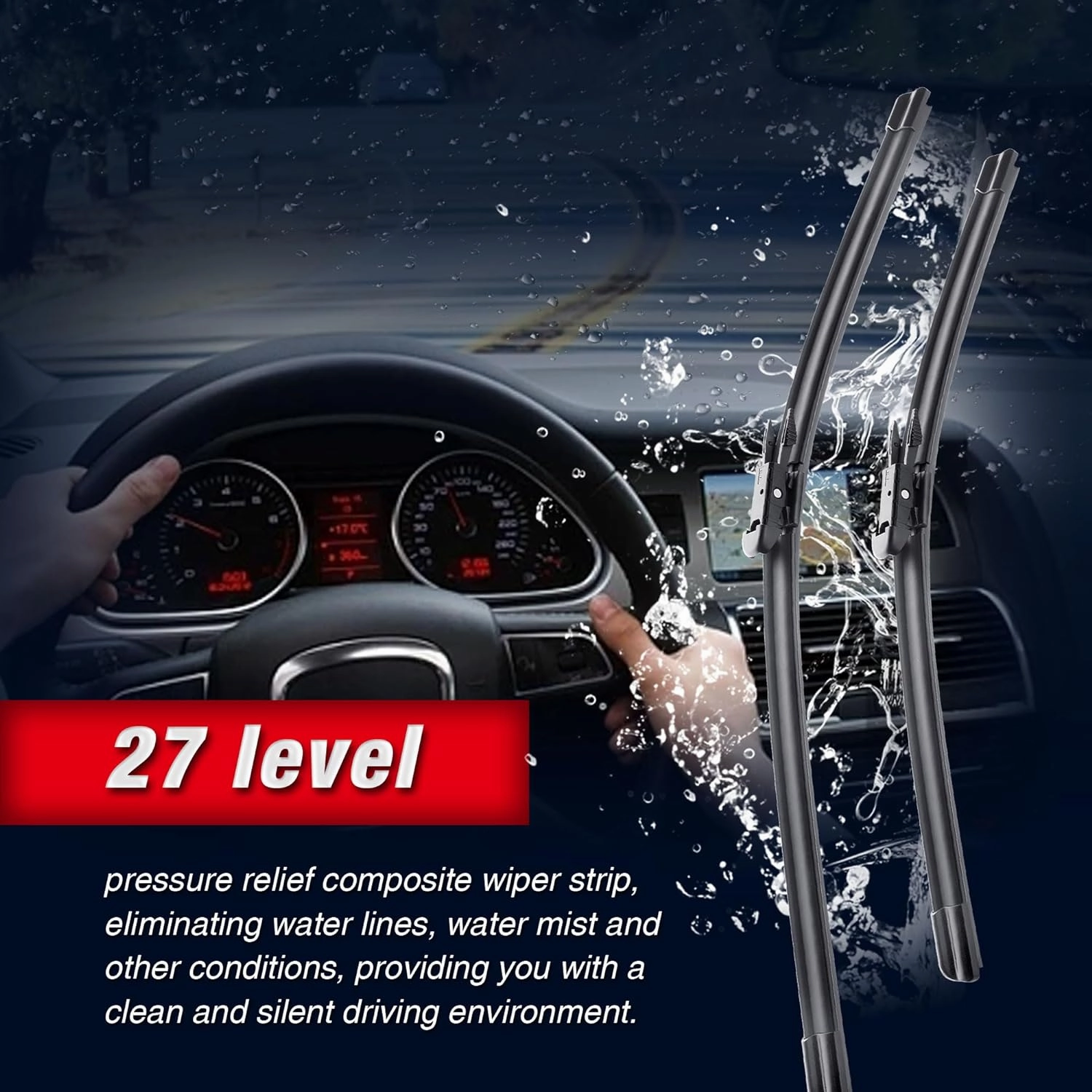 22" 21" Windshield Wiper Blades Replacment for Cadillac STS 2011 2010 2009 2008 2007 2006 2005 All-Season Windshield Wiper Blades (Set of 2) Front Wiper Blades,Pinch Tab