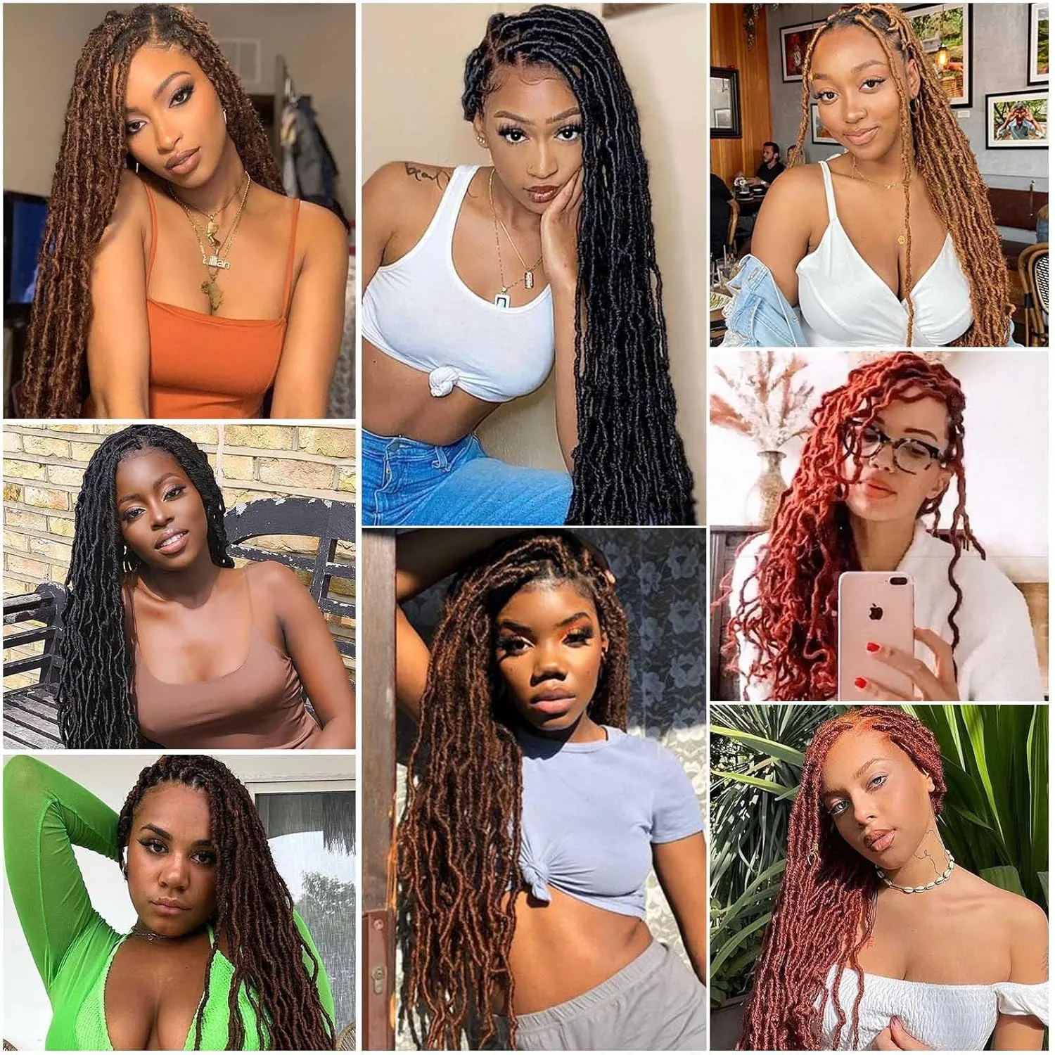 24 Inch Soft Locs Crochet Hair 8 Packs Pre Looped Faux Locs Crochet Braids Goddess Locs Hair For Black Women（24Inch 8pcs,27#）