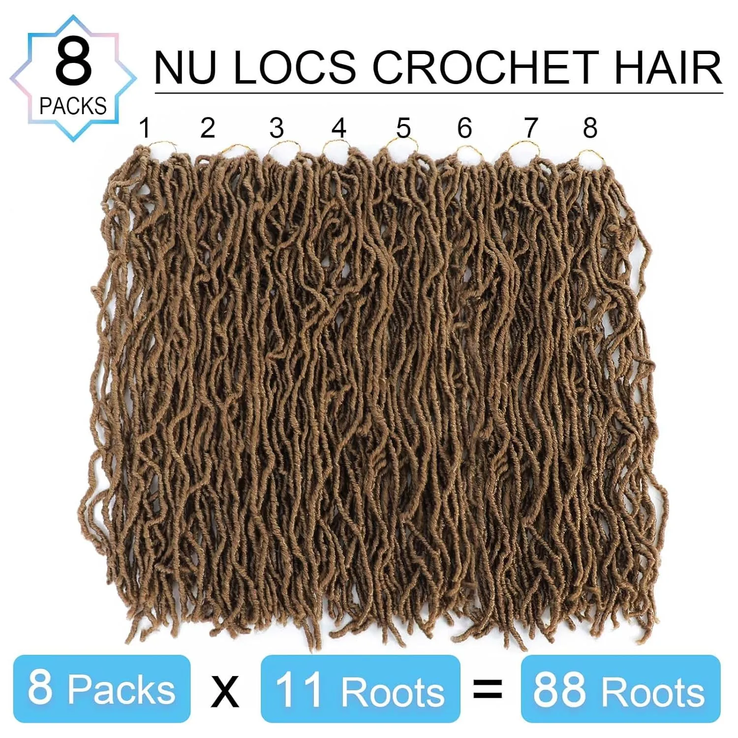 24 Inch Soft Locs Crochet Hair 8 Packs Pre Looped Faux Locs Crochet Braids Goddess Locs Hair For Black Women（24Inch 8pcs,27#）