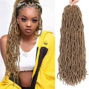 24 Inch Soft Locs Crochet Hair 8 Packs Pre Looped Faux Locs Crochet Braids Goddess Locs Hair For Black Women（24Inch 8pcs,27#）