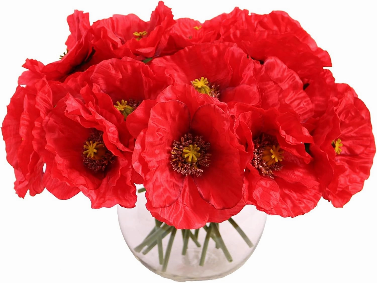 24 pcs Artificial Red Flower Stems Realistic Flower Fake Flowers in Red with Vivid Center 11.7" Tall for Wedding Bouquets Corsages Centerpiece Floral Arrangements