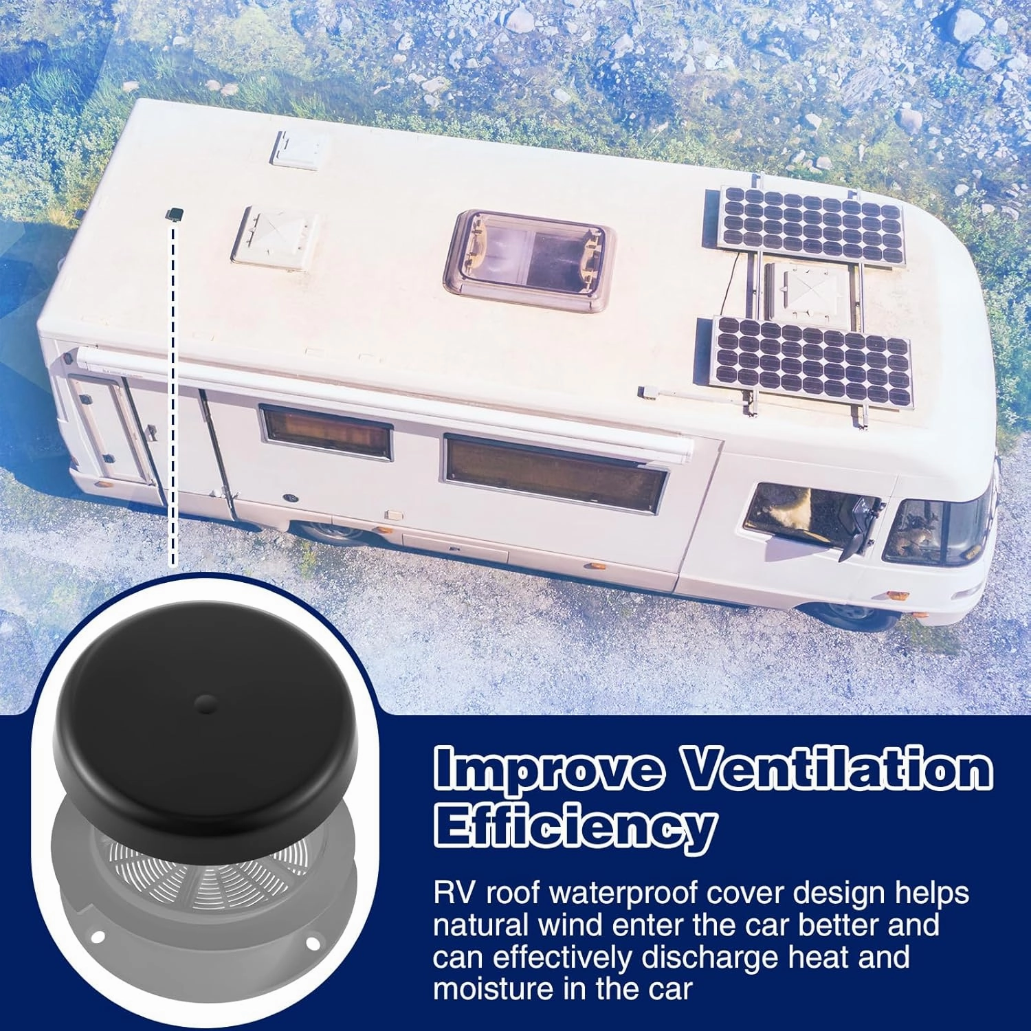 2 Pack RV Mushroom Vent Cap Compatible with Keystone Camper Trailer, RV Mushroom Roof Vent, Motorhome Water Guard for Vehicle Plumbing Ventilator Cap (Fan Base Not Included) (Black)