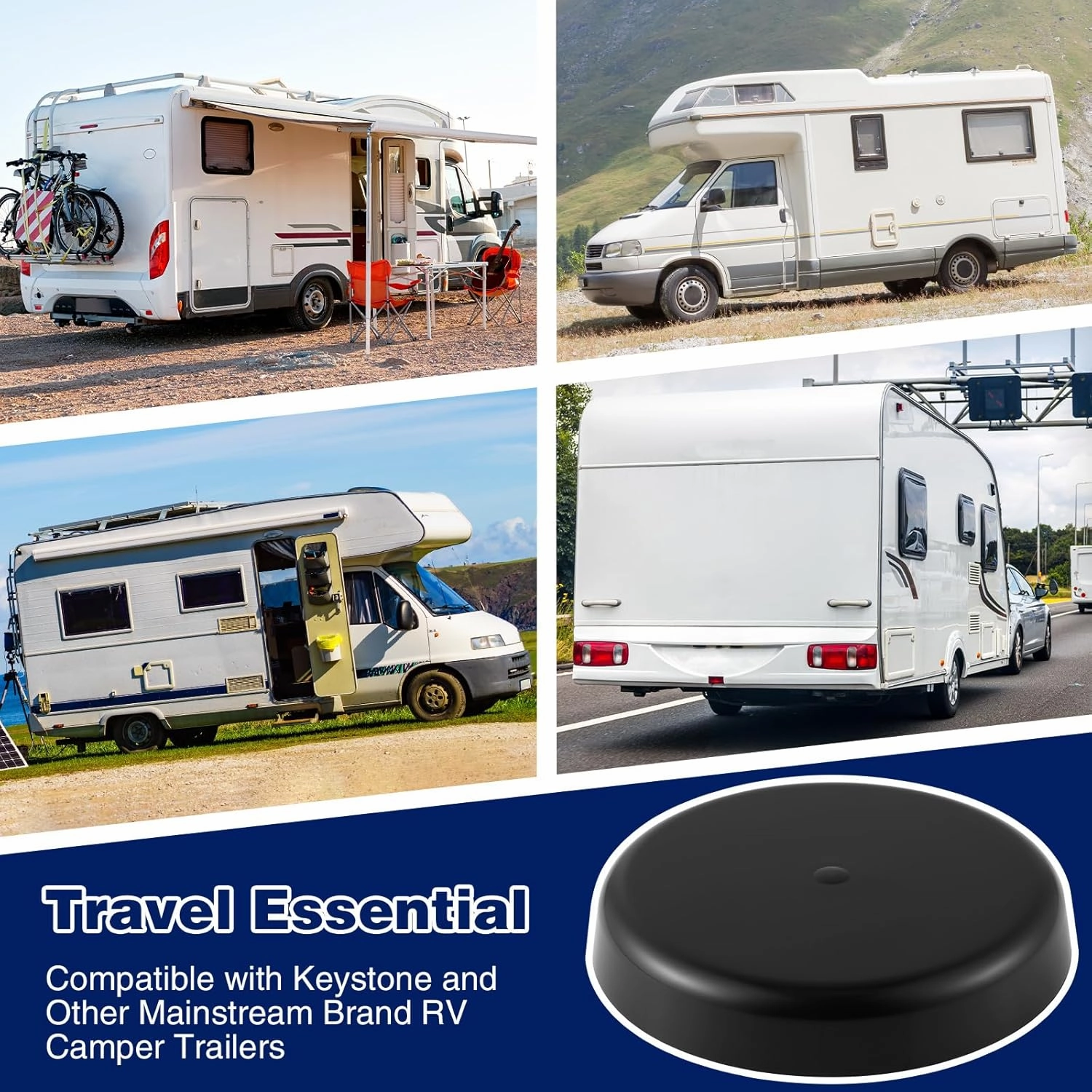 2 Pack RV Mushroom Vent Cap Compatible with Keystone Camper Trailer, RV Mushroom Roof Vent, Motorhome Water Guard for Vehicle Plumbing Ventilator Cap (Fan Base Not Included) (Black)