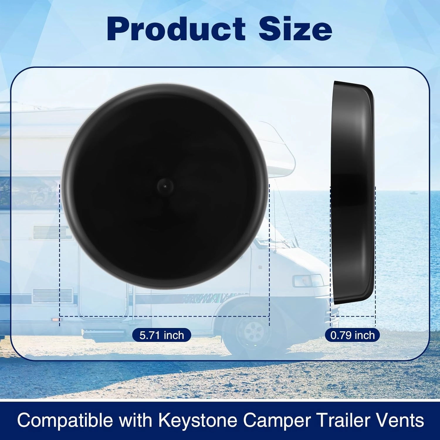 2 Pack RV Mushroom Vent Cap Compatible with Keystone Camper Trailer, RV Mushroom Roof Vent, Motorhome Water Guard for Vehicle Plumbing Ventilator Cap (Fan Base Not Included) (Black)