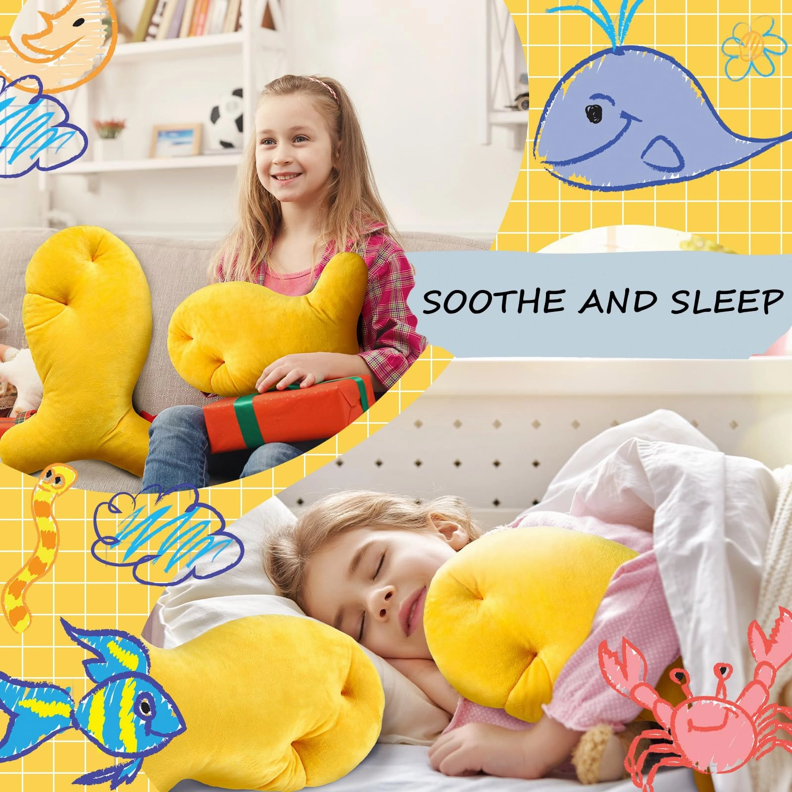 2-Piece Goldfish Nuggets Plush Throw Pillow Set