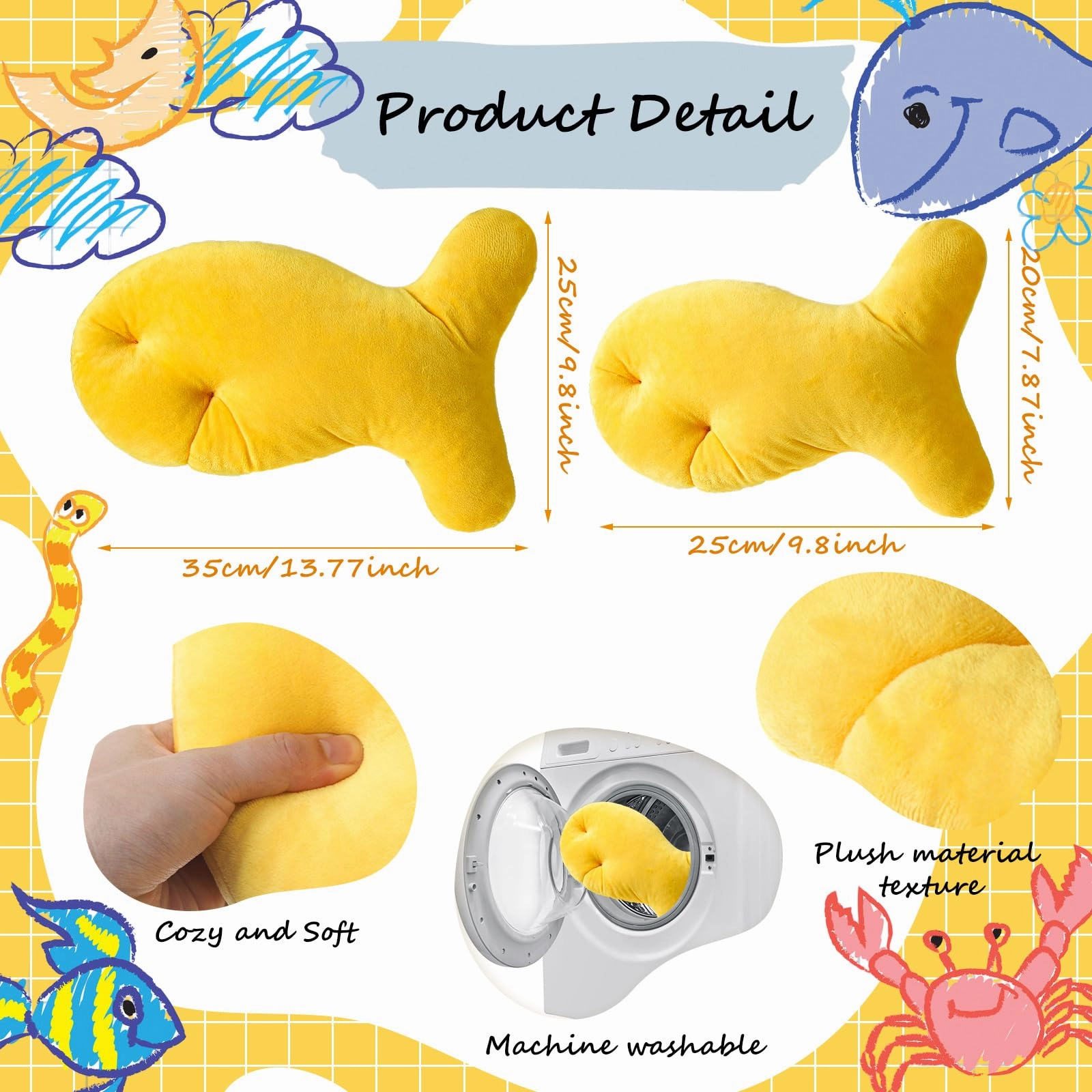 2-Piece Goldfish Nuggets Plush Throw Pillow Set