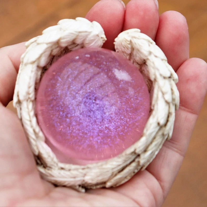 2" Pink, Lavender With Angel Wings Base